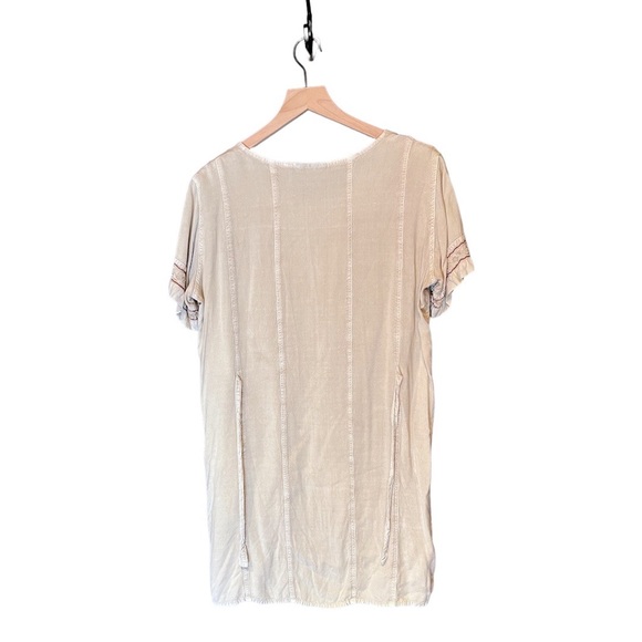 Ruby n Style Boho Dress beige button front Embroidered Tunic Y2K dress - Picture 5 of 7